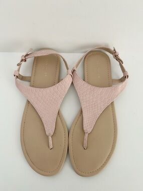 Ann Taylor Pink Textured Thong Sandals | Size 8